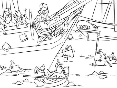 Boston Tea Party Coloring Page